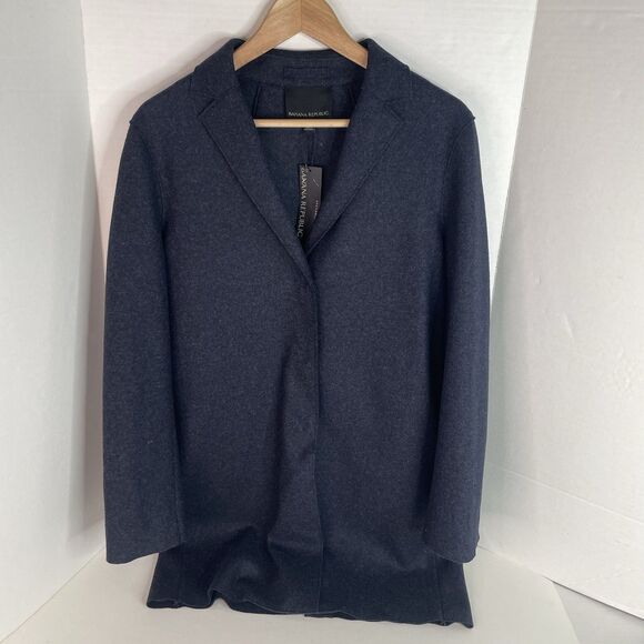 Banana Republic Jackets & Blazers - New Banana Republic XS Flannel Coat Dark Blue Mario Bellucci Wool Blend Snaps